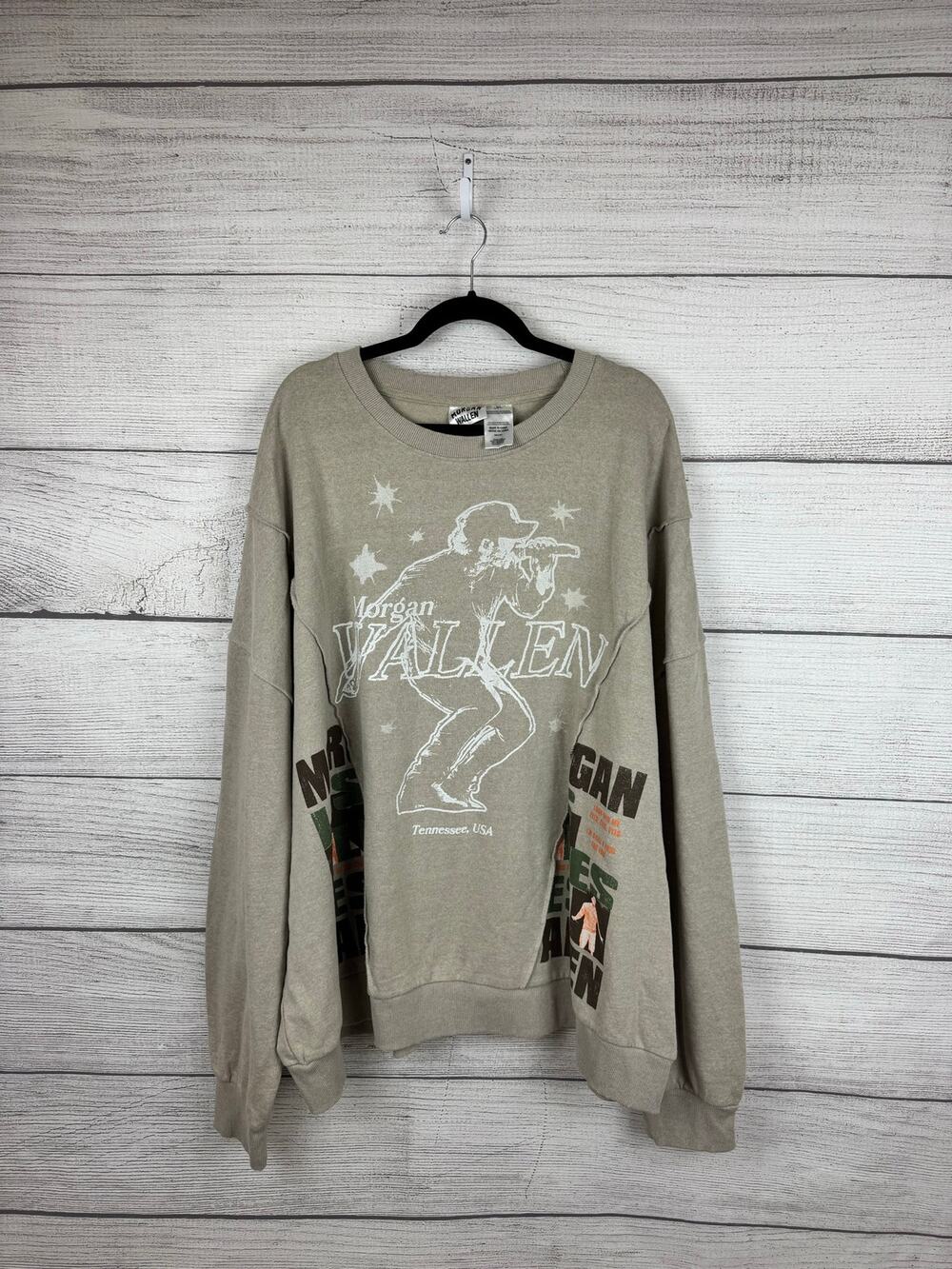 Morgan Wallen Men's Khaki Country Music Graphic Sweatshirt Size 3XL